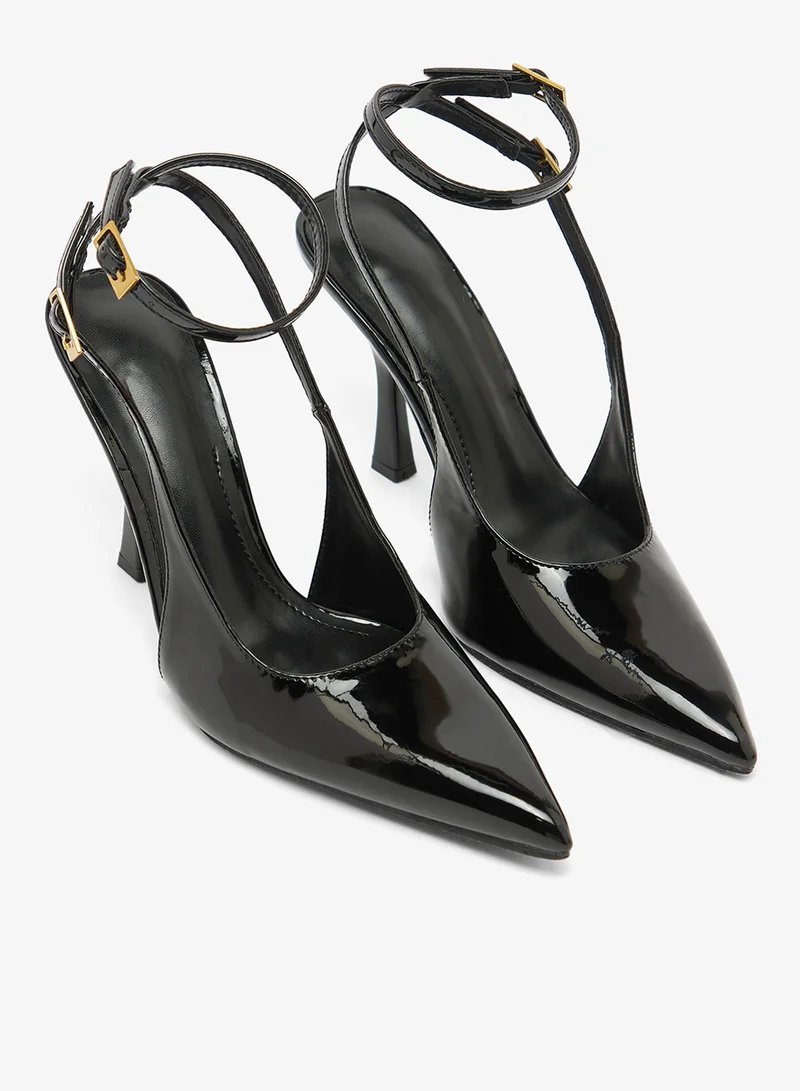 ELLA Black Sling Back Mid Heel Pumps for Women | Best Price UAE